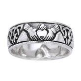 Claddagh and Celtic Trinity Knot Sterling Silver Ring